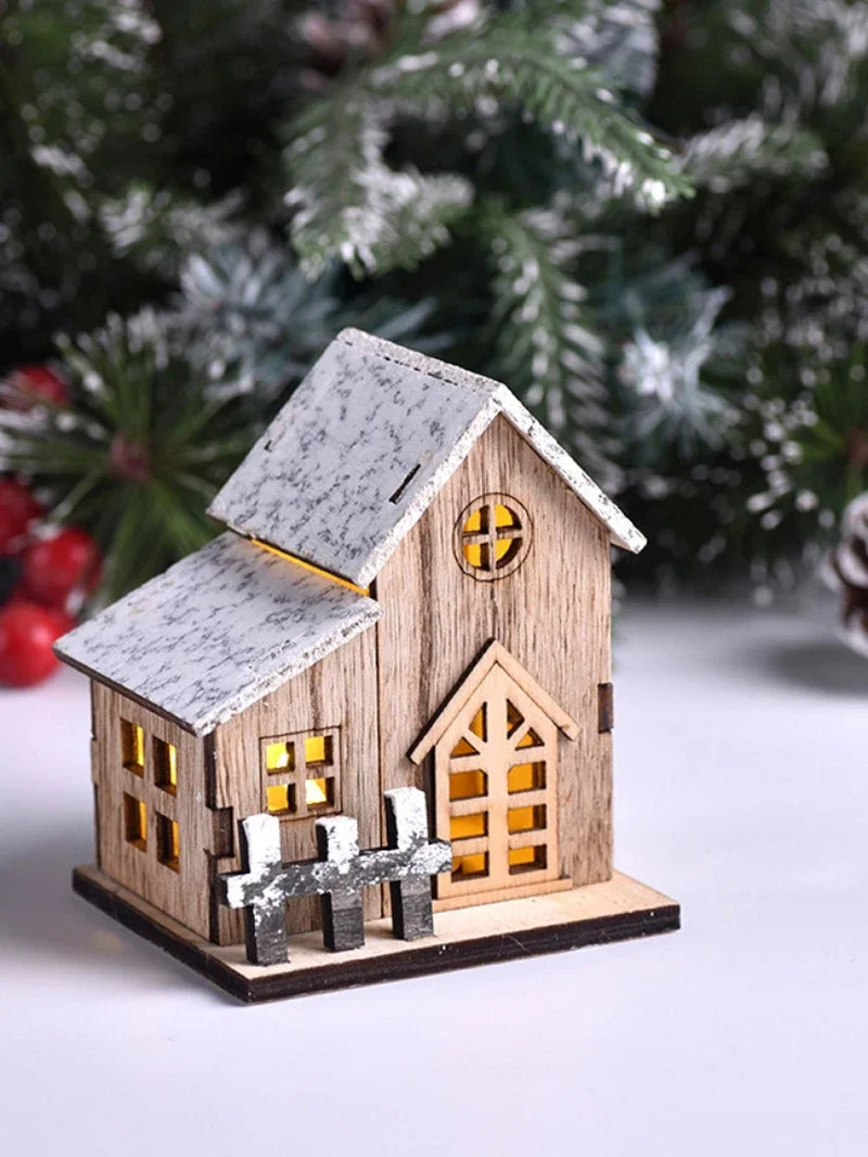 Christmas Decoration Christmas Decoration Light up Chalet LED Wooden Christmas Small House Christmas Tabletop Decoration