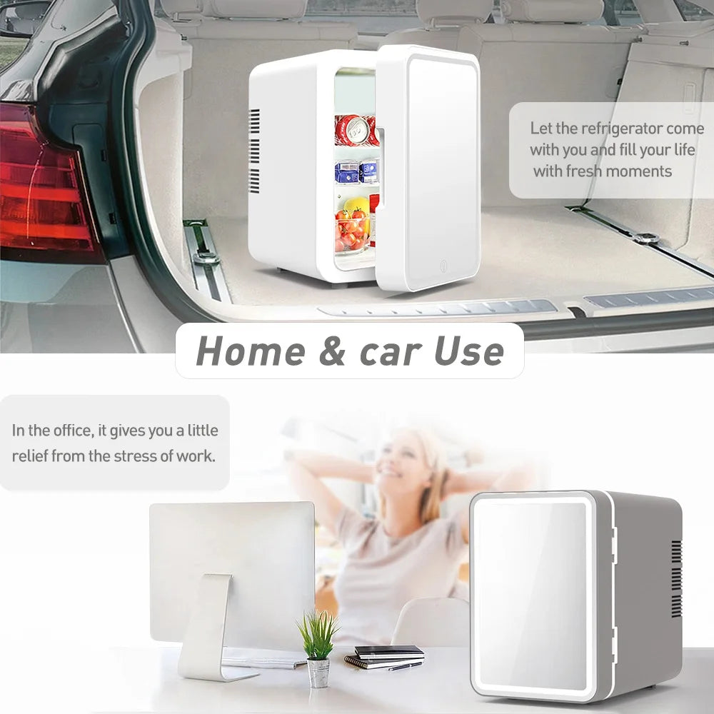 4L Portable Mini Fridge for Car, Camping, Travel, Skincare Drink Cooler and Warmer, Small Fridge for Drinks, Snacks, Dormitory